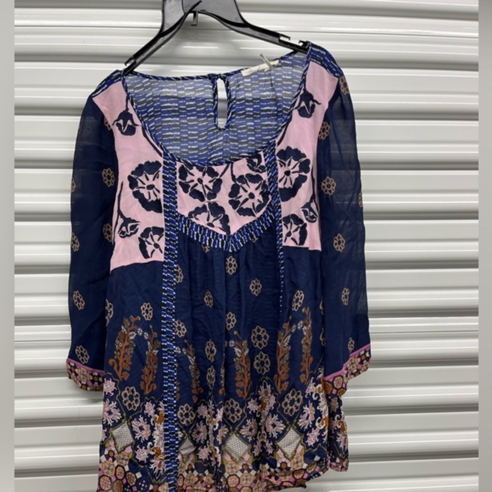 Floreat Navy and Pink Floral Blouse